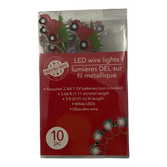 10 Piece Christmas Farmhouse LED Rustic Red Truck Christmas Tree Led Wire Lights - Picture 2 of 3